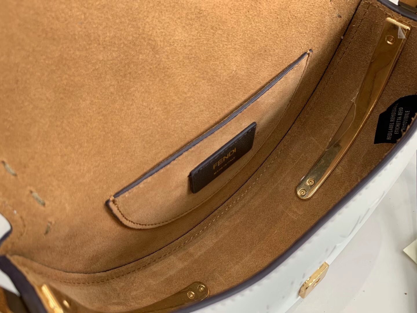 F**di moonlight saddle bag in white calfskin
