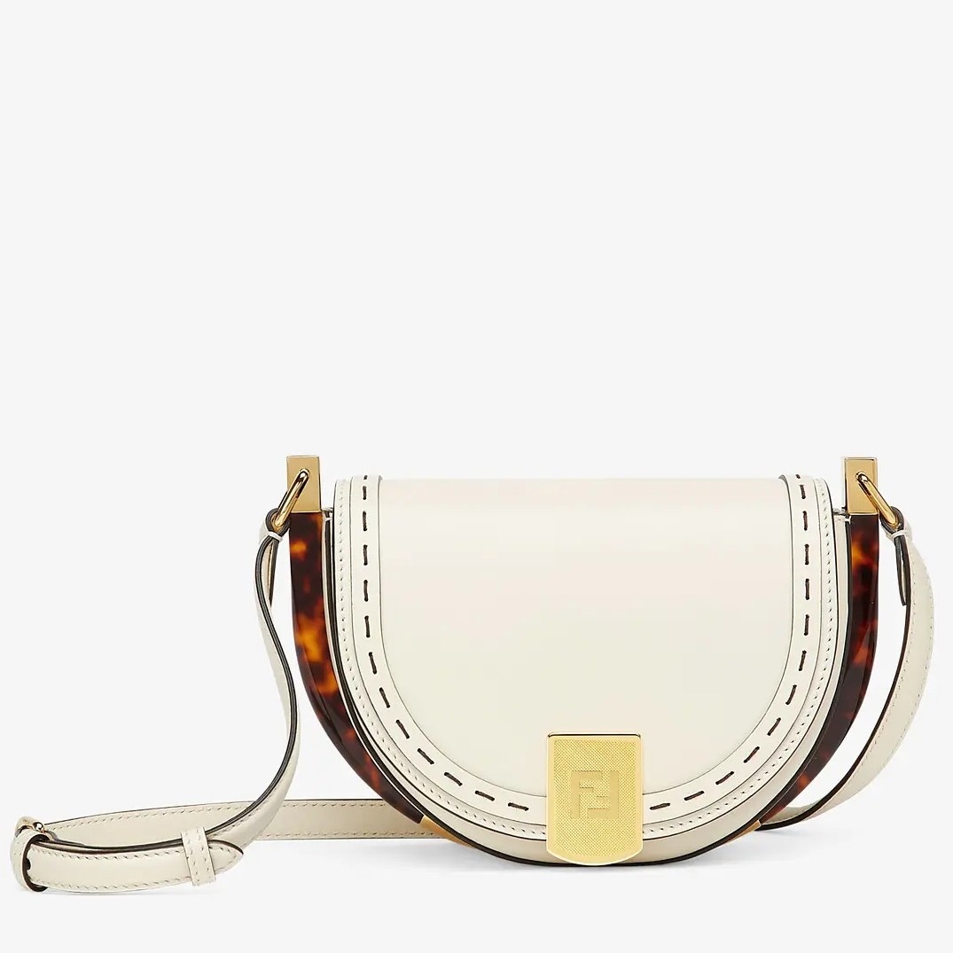 F**di moonlight saddle bag in white calfskin