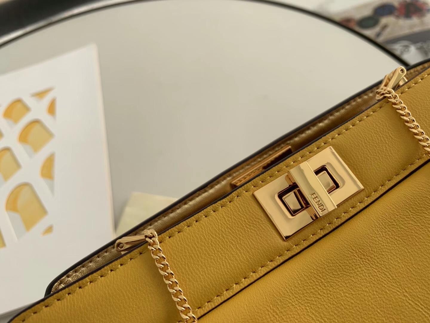 F**di yellow peekaboo iseeu pochette bag