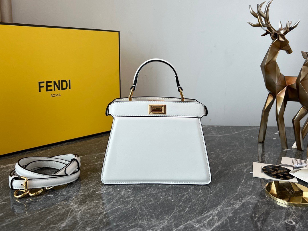 F**di peekaboo iseeu petite bag in white nappa leather
