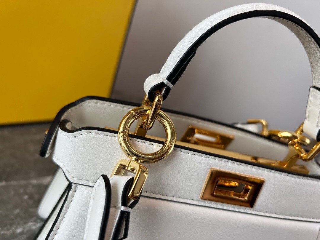 F**di peekaboo iseeu petite bag in white nappa leather