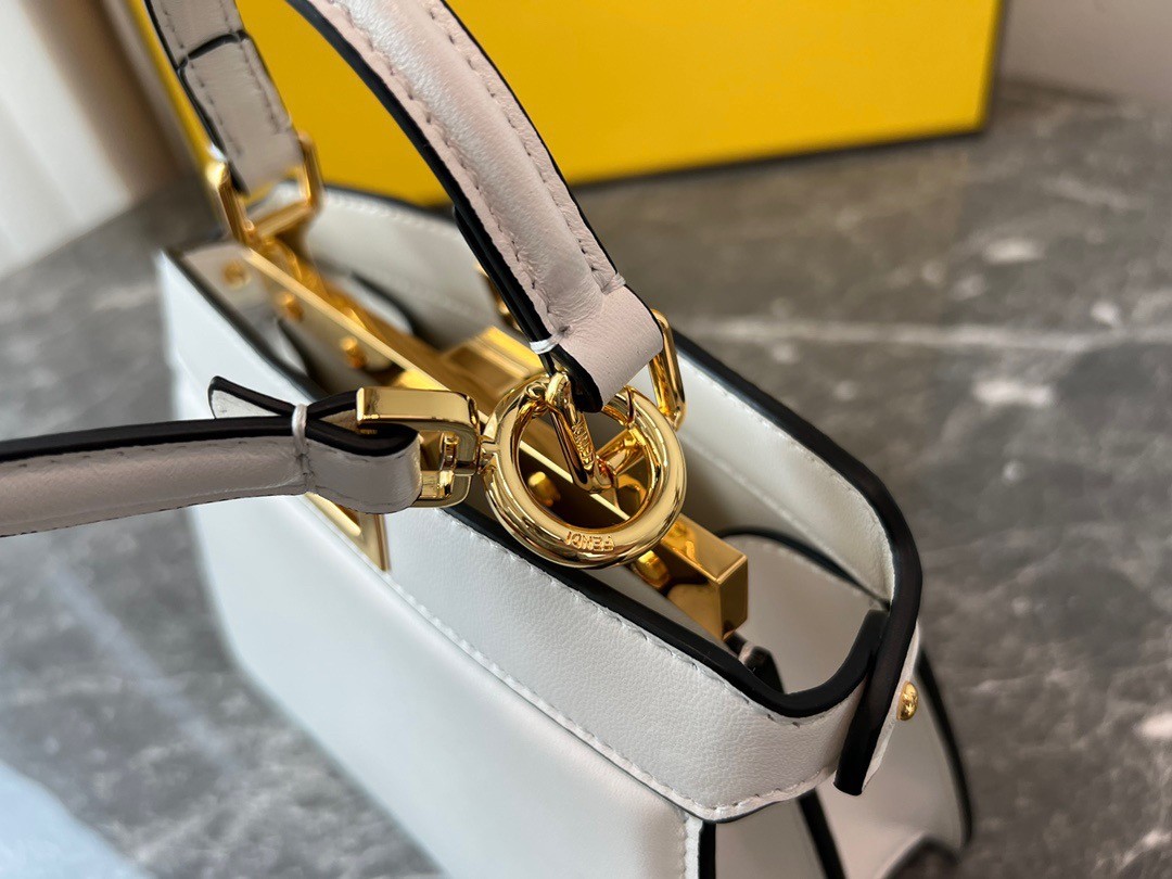 F**di peekaboo iseeu petite bag in white nappa leather