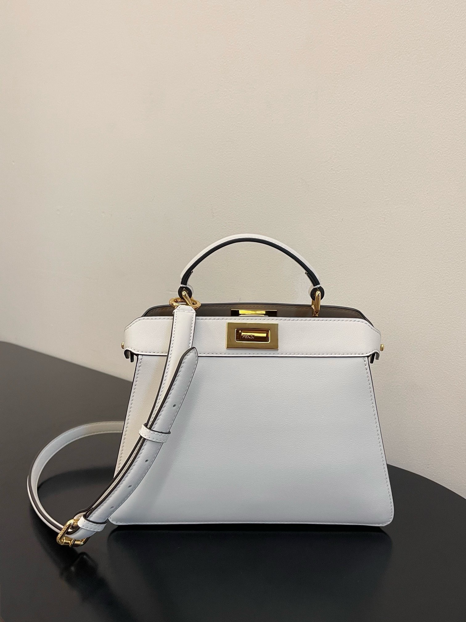 F**di peekaboo iseeu small bag in white calfskin