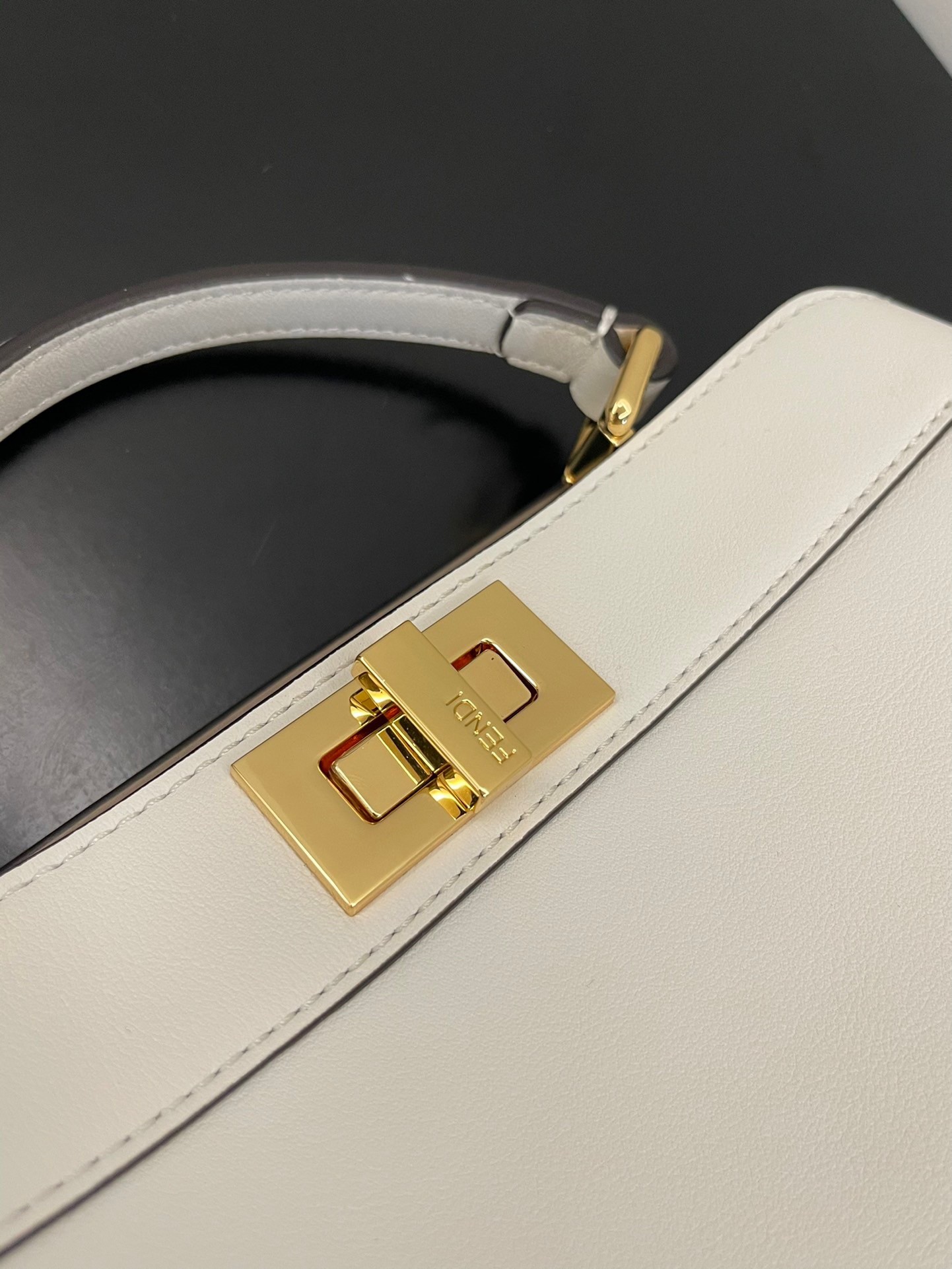 F**di peekaboo iseeu small bag in white calfskin