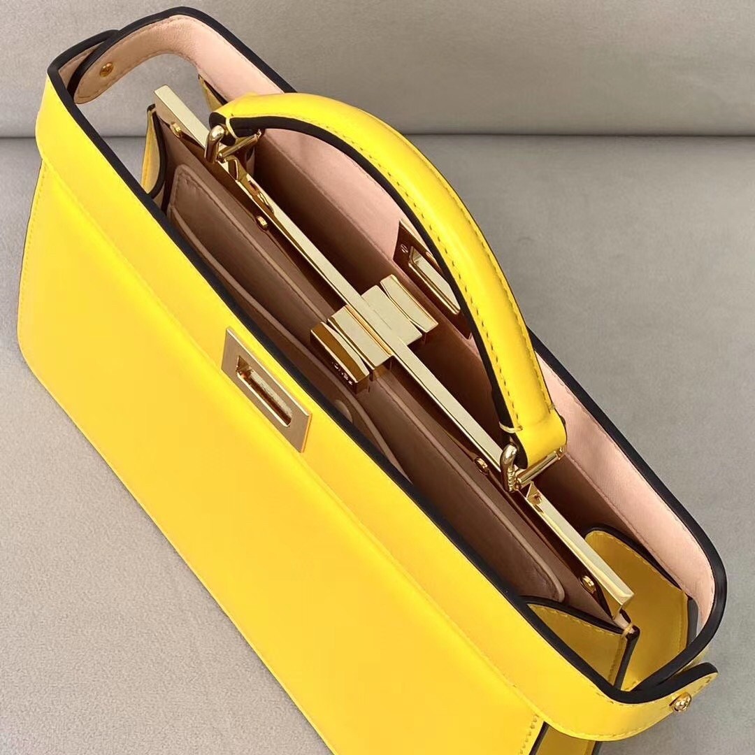 F**di peekaboo iseeu east-west bag in yellow nappa