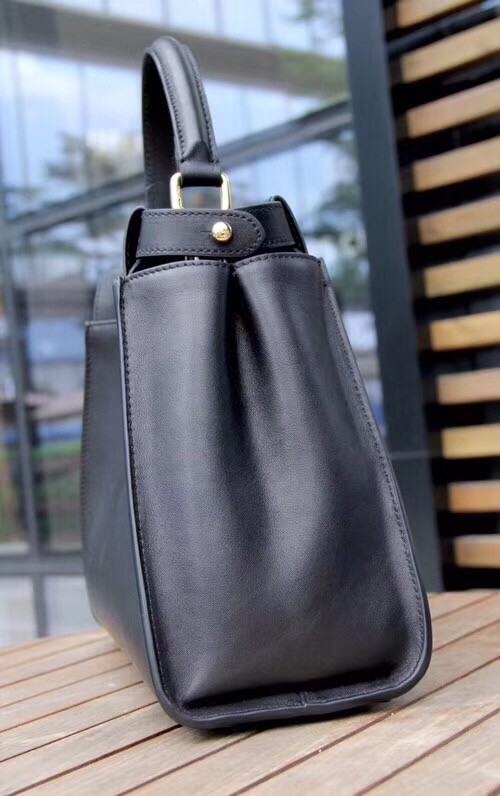 F**di peekaboo medium bag in black calfskin