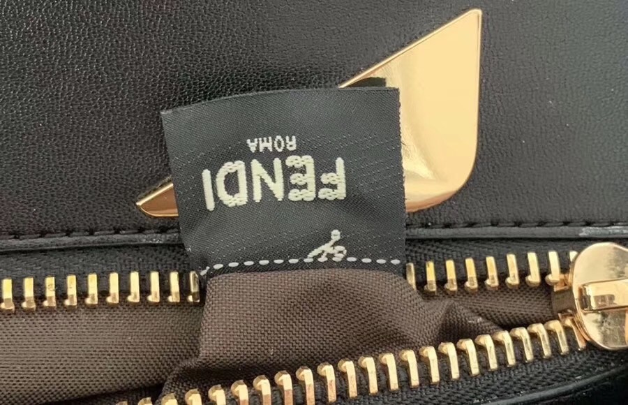F**di black peekaboo medium bag with bag bugs eyes