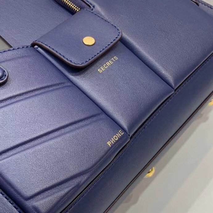 F**di peekaboo pocket medium bag in blue calfskin
