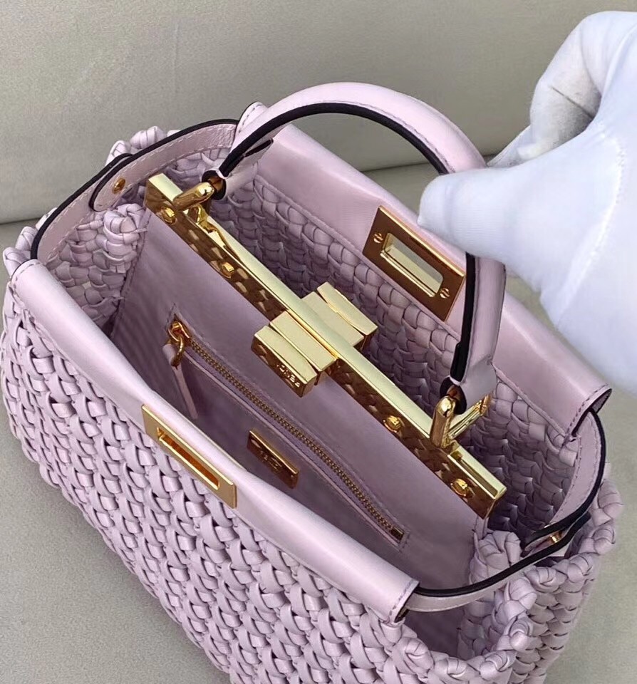 F**di peekaboo mini bag in lilac interlace leather
