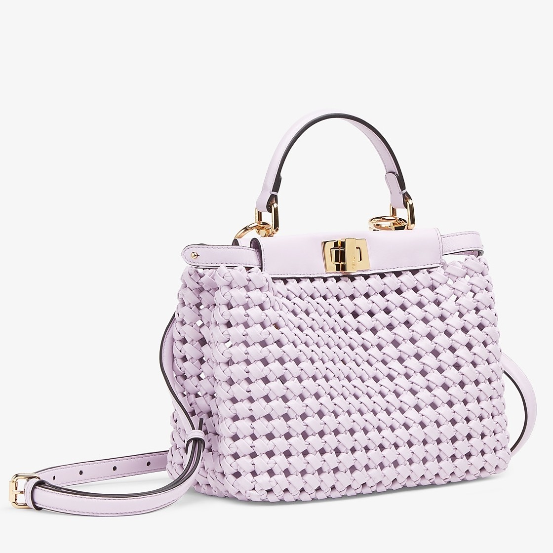 F**di peekaboo mini bag in lilac interlace leather