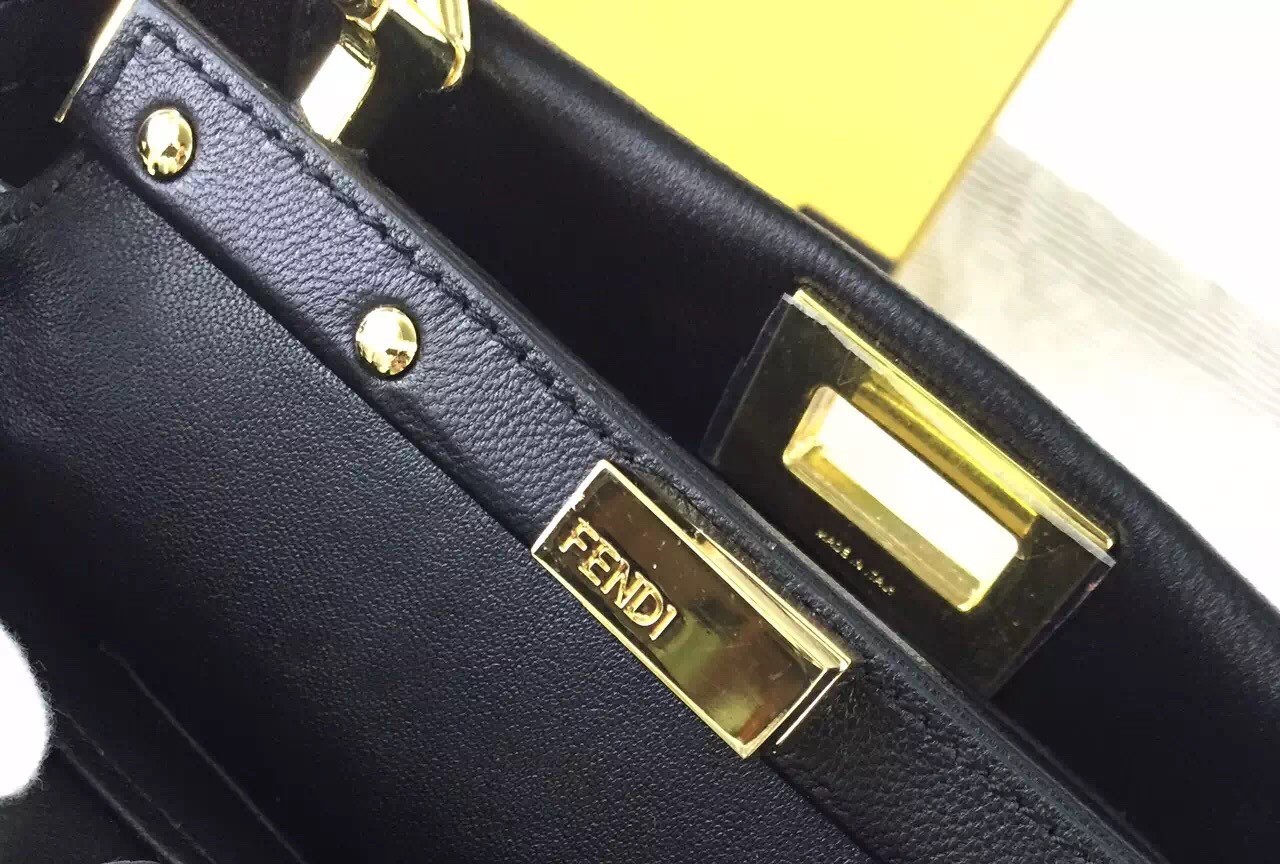 F**di peekaboo mini bag in black nappa leather