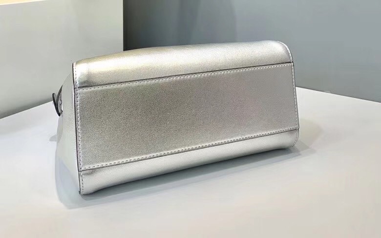 F**di peekaboo mini bag in silver metallic lambskin