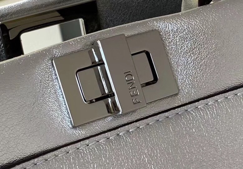 F**di peekaboo mini bag in silver metallic lambskin