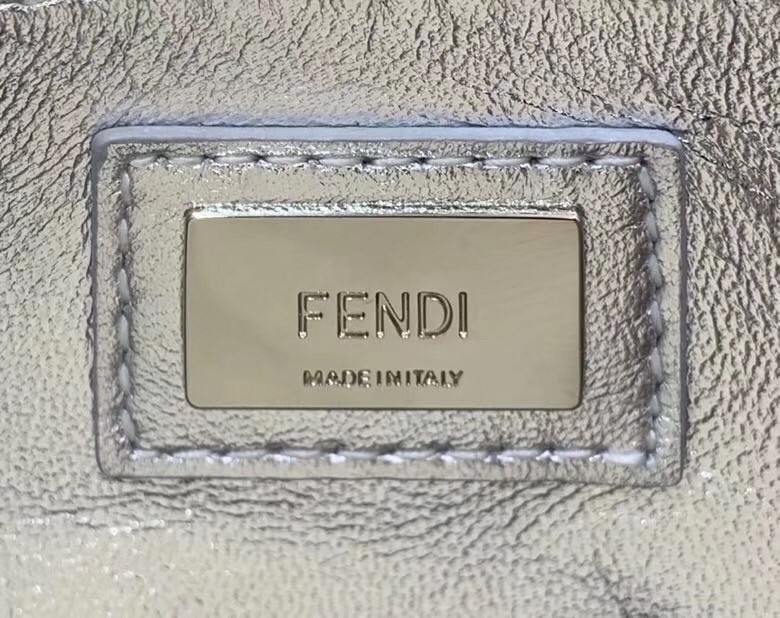 F**di peekaboo mini bag in silver metallic lambskin