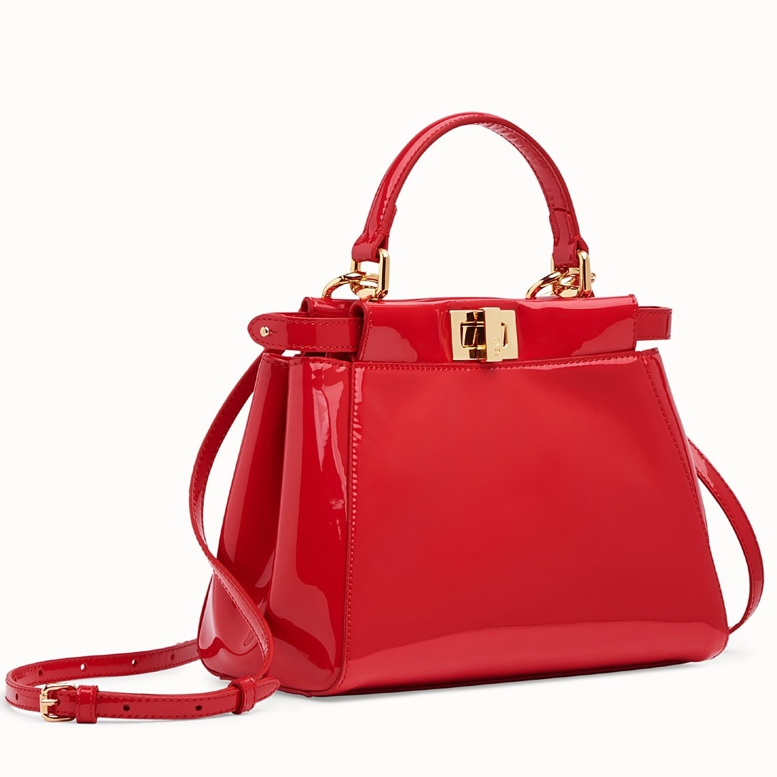 F**di peekaboo mini bag in red patent calfskin