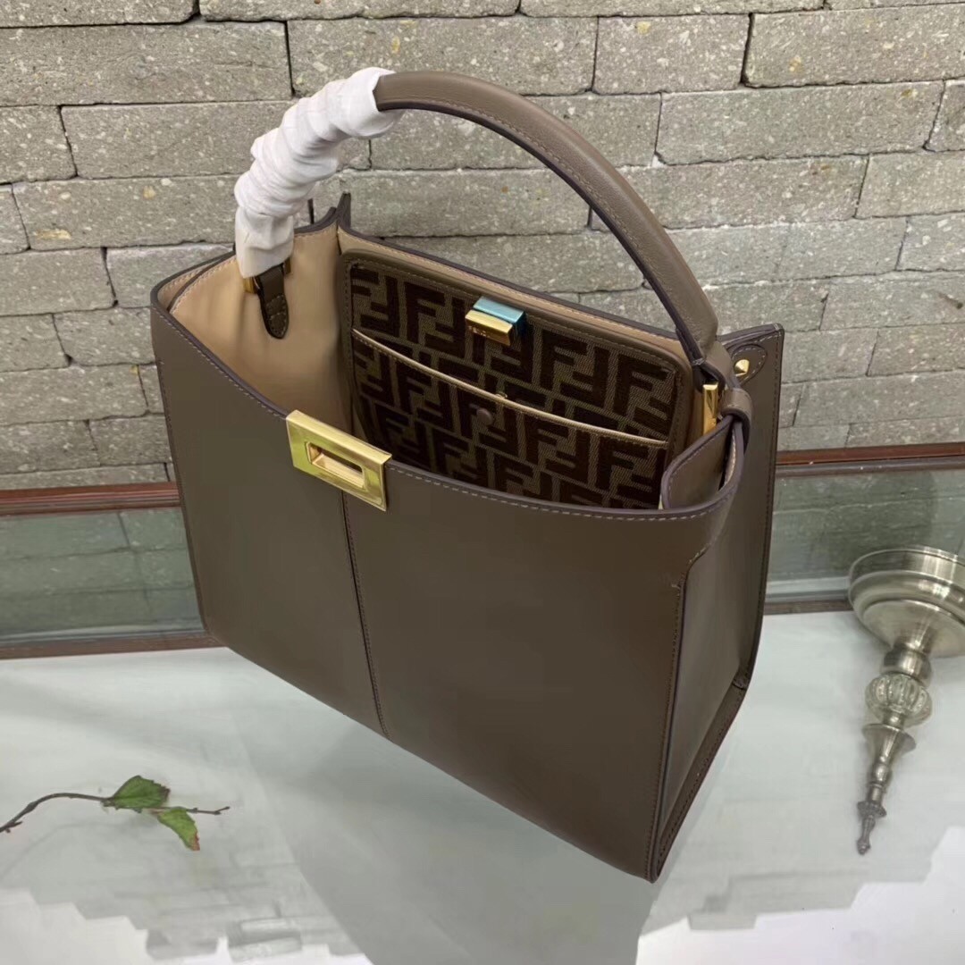 F**di brown peekaboo x lite regular bag
