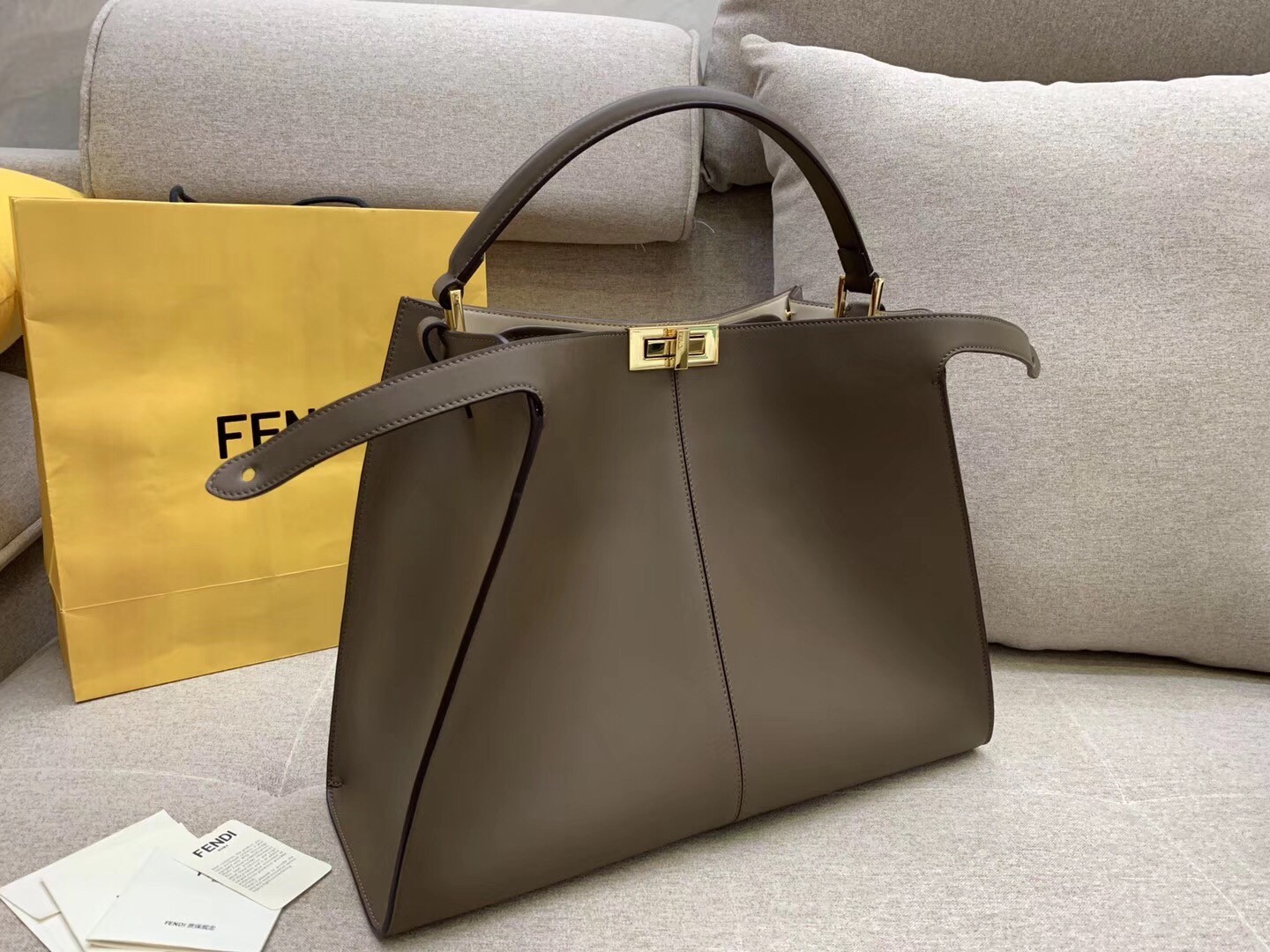 F**di brown peekaboo x lite large bag