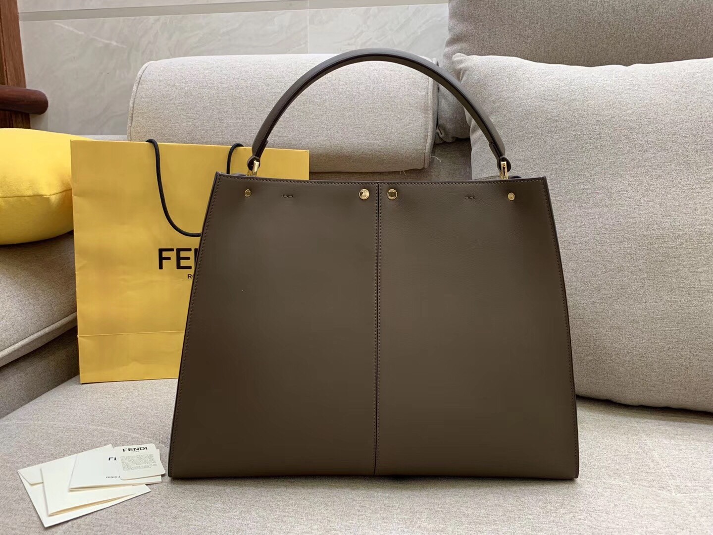 F**di brown peekaboo x lite large bag