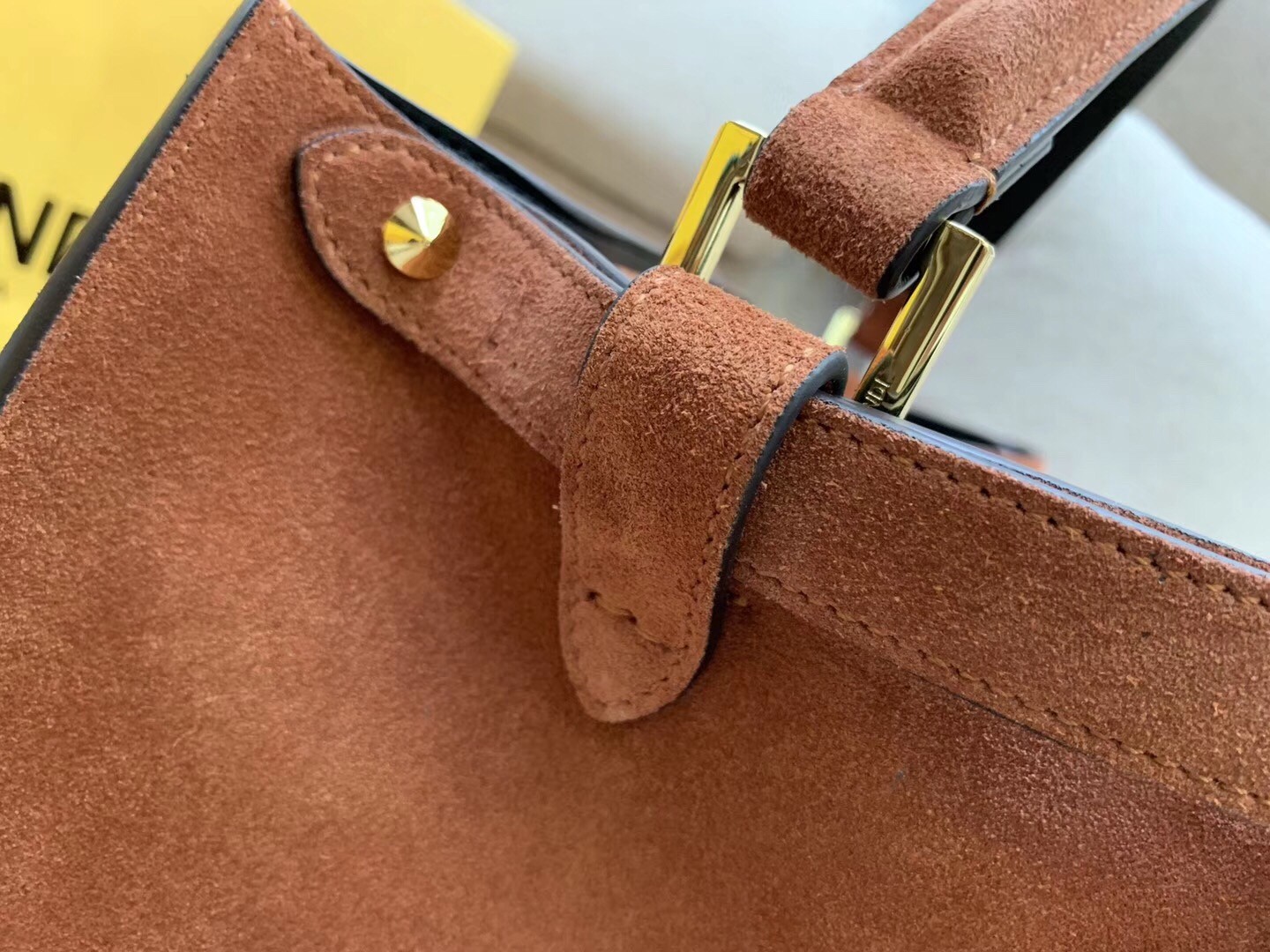 F**di brown peekaboo x lite large suede bag