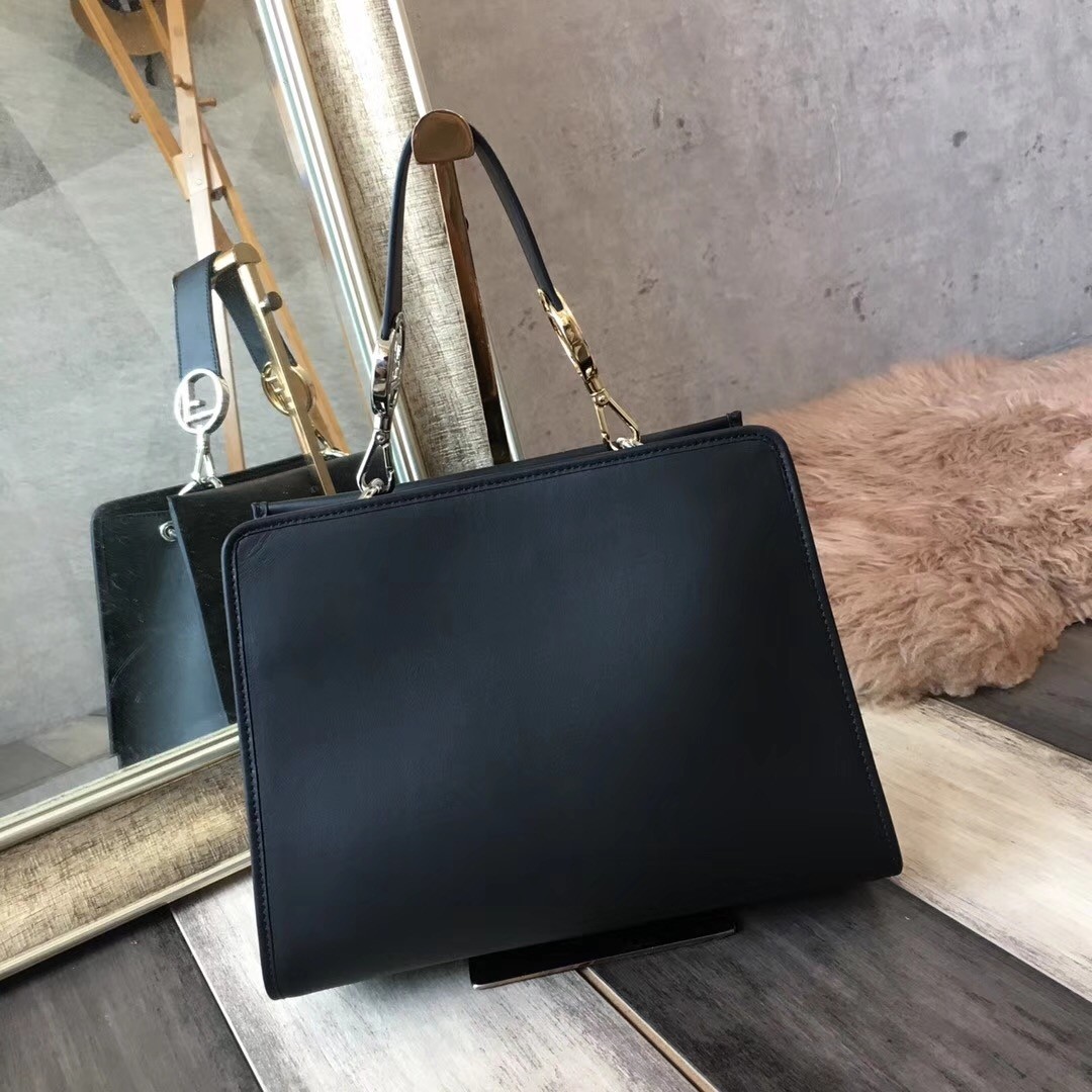 F**di small runaway bag in black calfskin leather