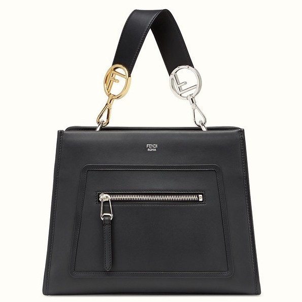 F**di small runaway bag in black calfskin leather