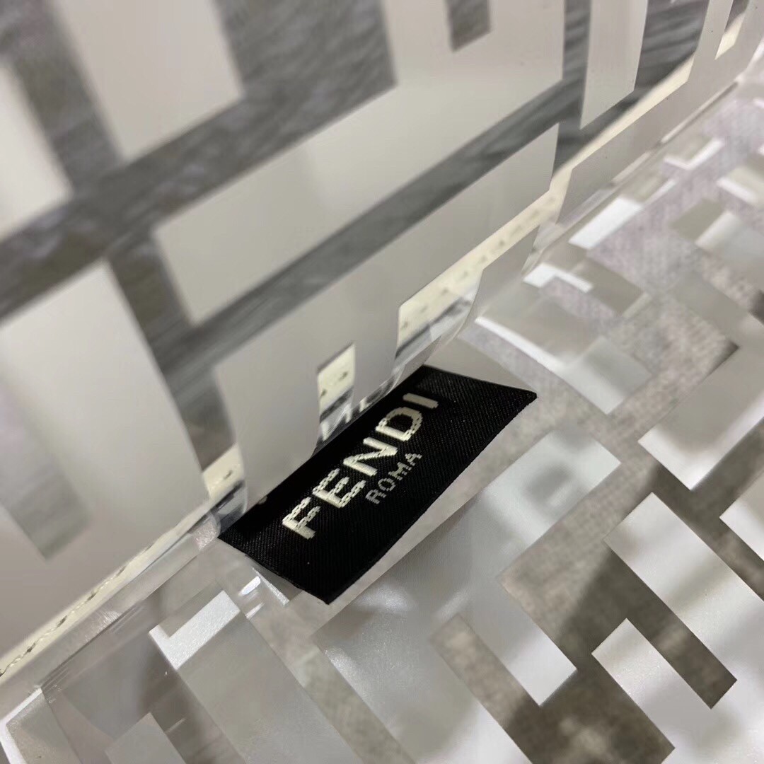 F**di white large pu runaway shopper bag