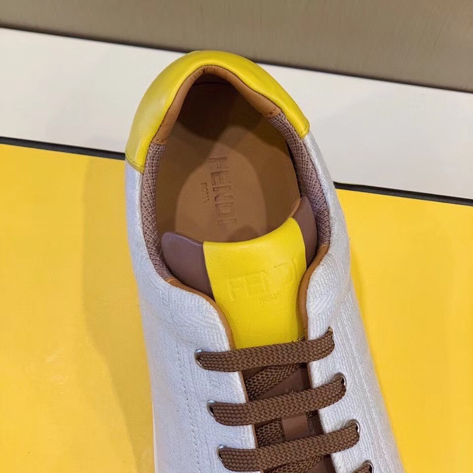 F**di low-top sneakers in white canvas with leather