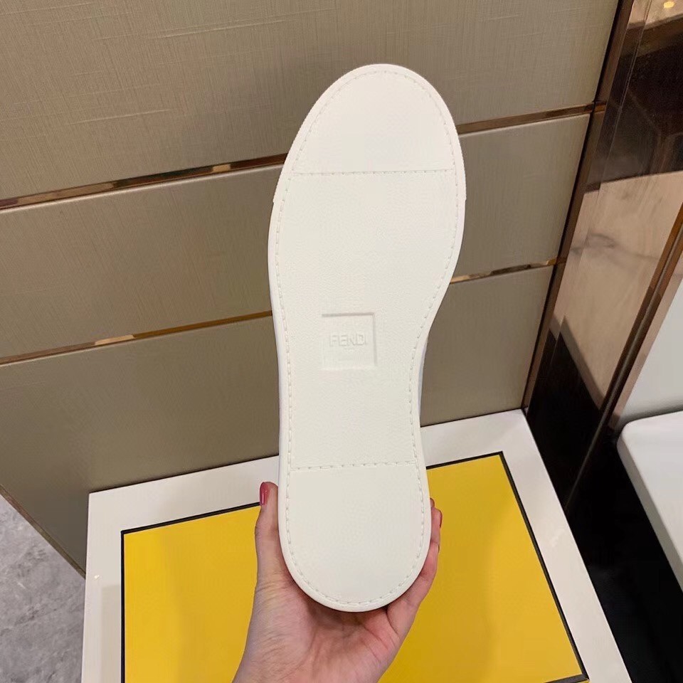 F**di low-top sneakers in white canvas with leather
