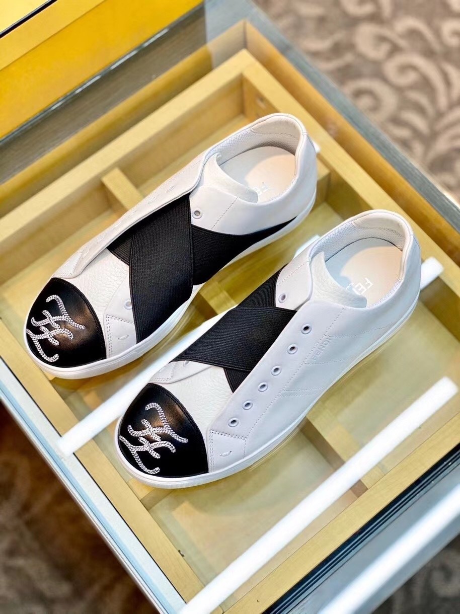 F**di white slip-on sneakers with karligraphy motif