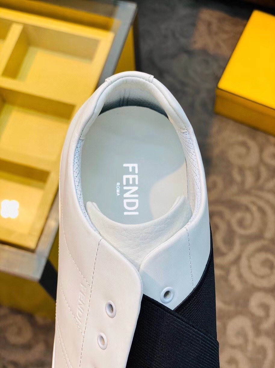 F**di white slip-on sneakers with karligraphy motif
