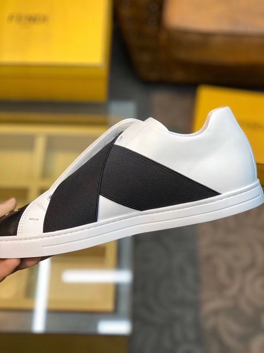 F**di white slip-on sneakers with karligraphy motif