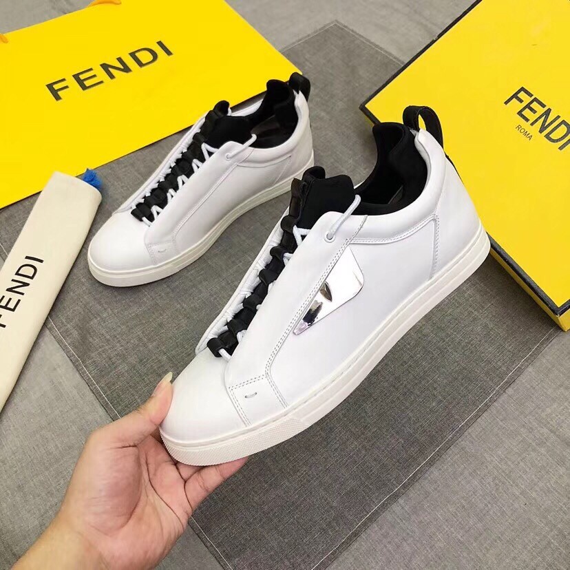 F**di white contrast trim bag bugs eyes sneakers