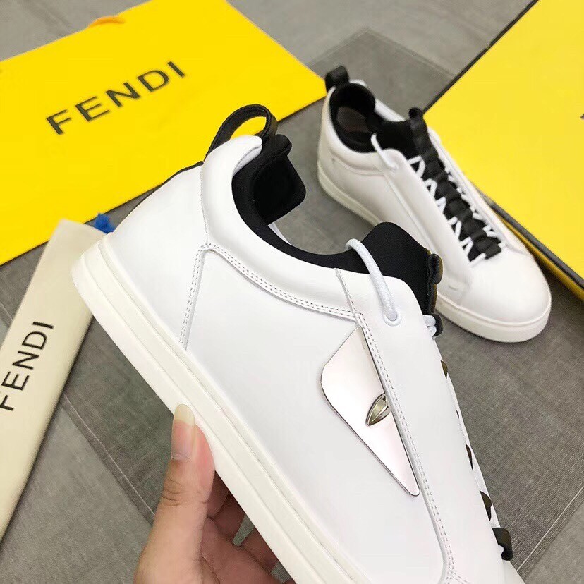F**di white contrast trim bag bugs eyes sneakers