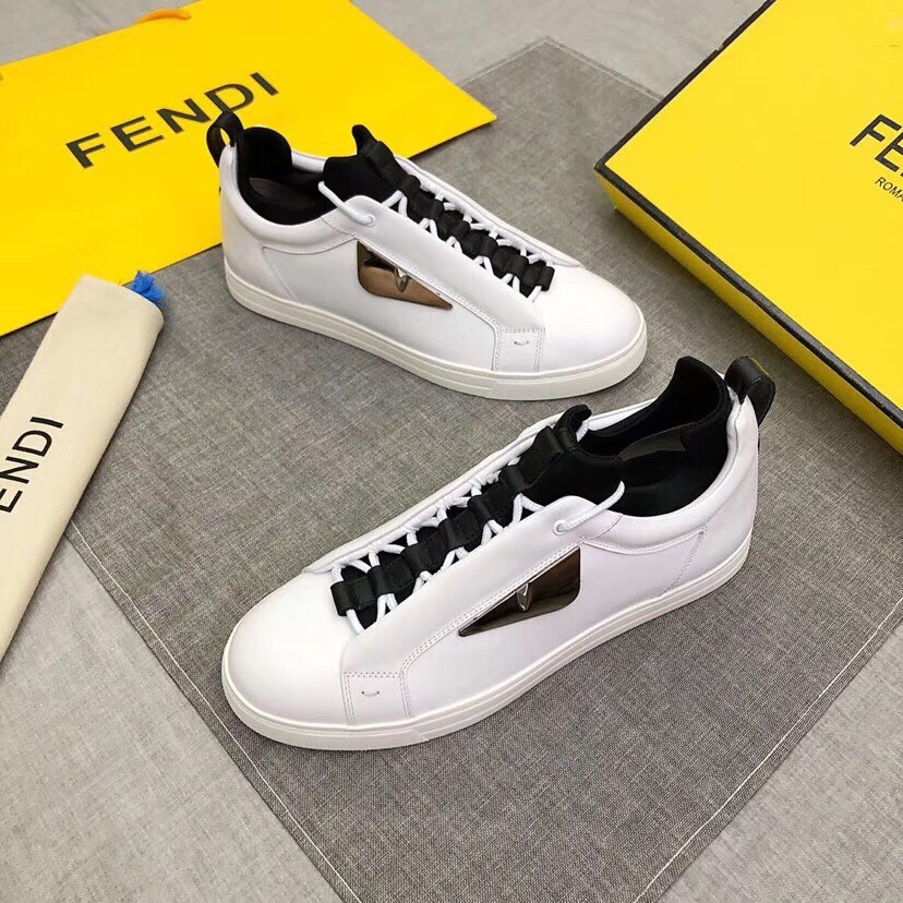 F**di white contrast trim bag bugs eyes sneakers