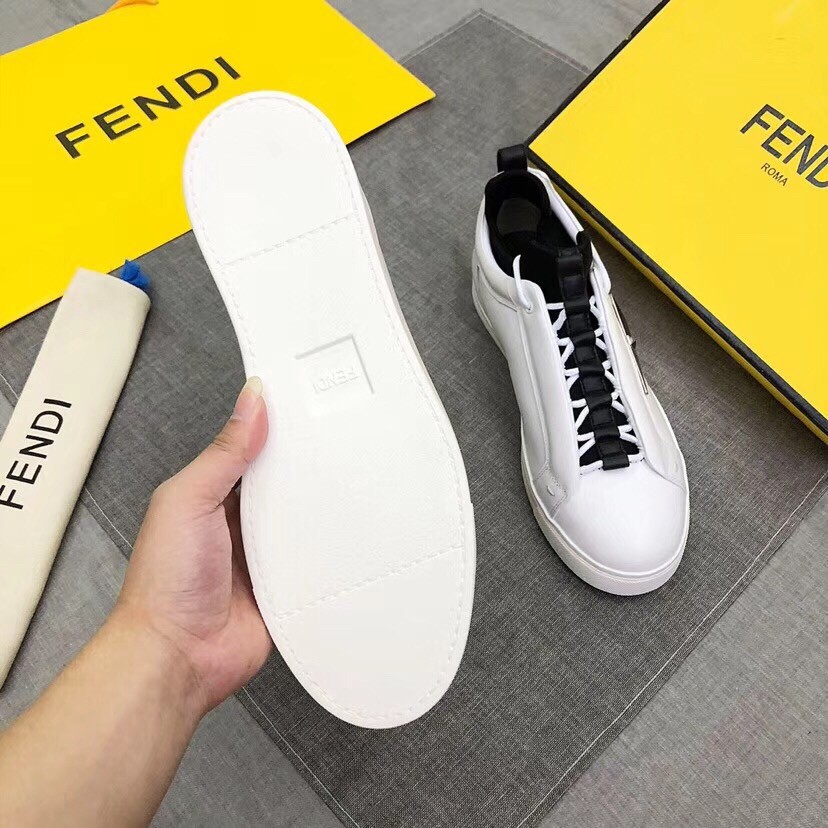 F**di white contrast trim bag bugs eyes sneakers