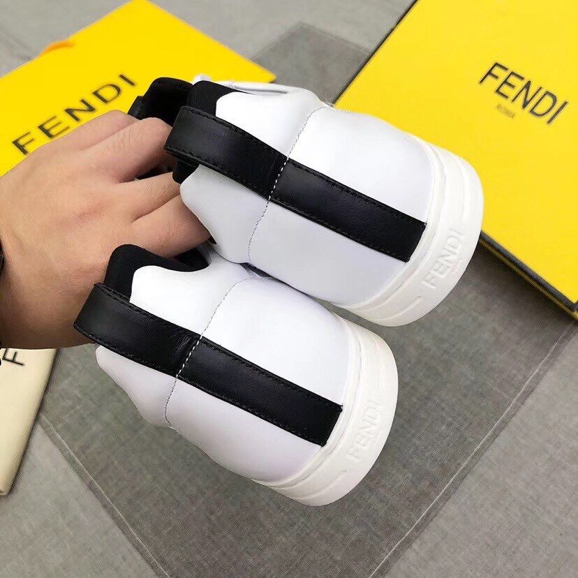 F**di white contrast trim bag bugs eyes sneakers