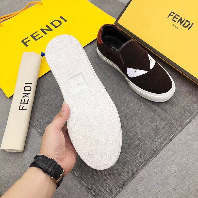 F**di burgundy suede slip-ons sneakers