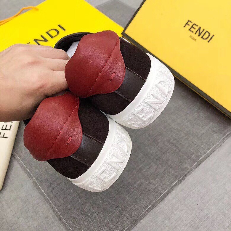 F**di burgundy suede slip-ons sneakers
