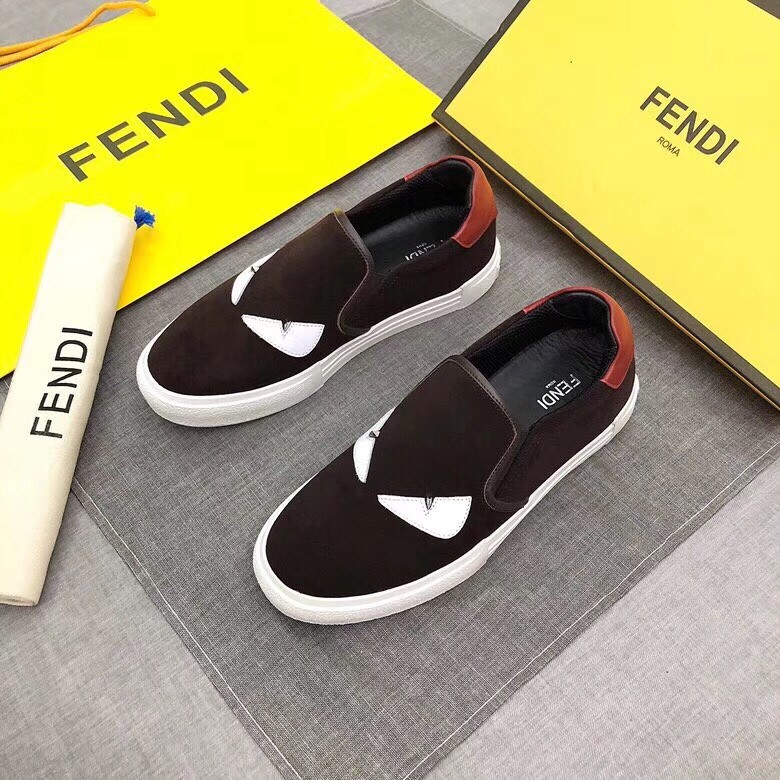 F**di burgundy suede slip-ons sneakers