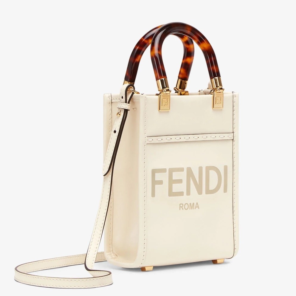 F**di mini sunshine shopper bag in white leather