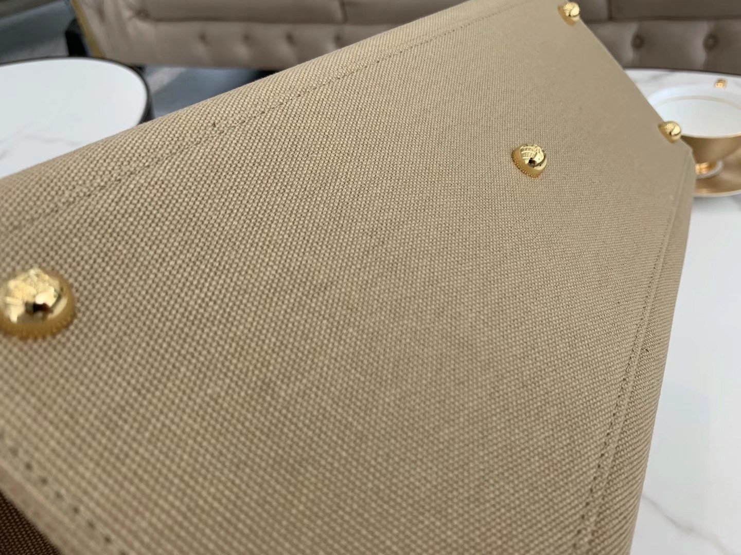 F**di sunshine medium shopper bag in beige canvas