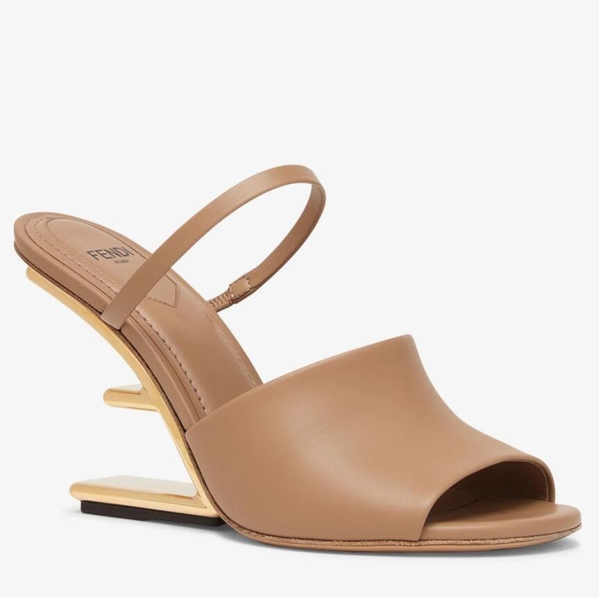 F**di first sandals 95mm in light brown calfskin