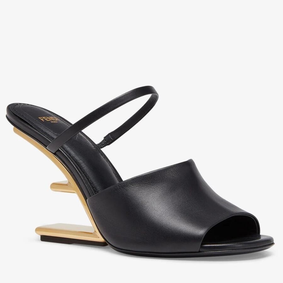 F**di first sandals 95mm in black calfskin