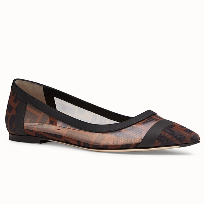 F**di black mesh flats ballerinas