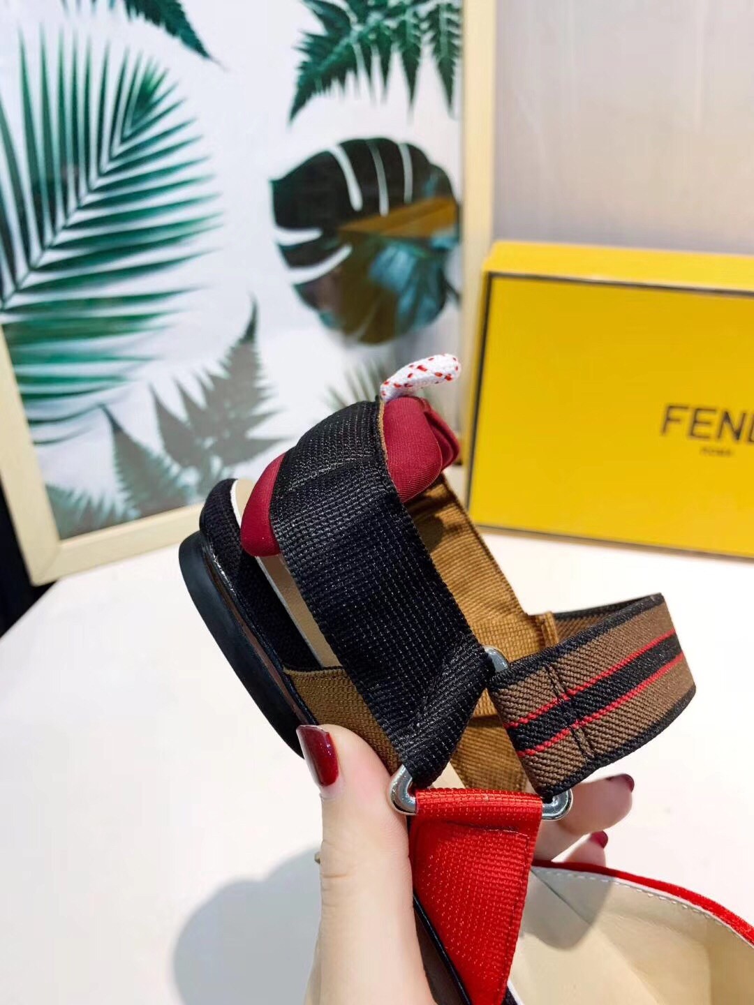 F**di multicolour fabric sabots flat sandals