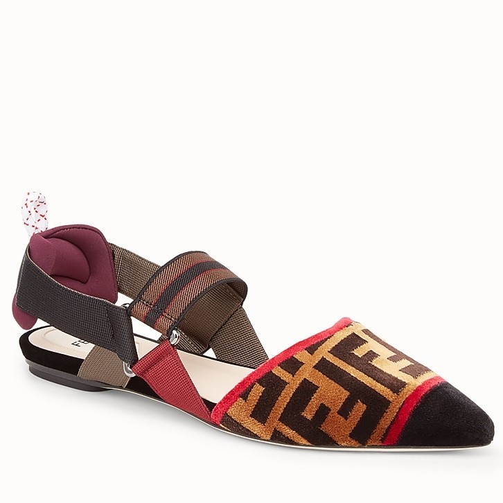 F**di multicolour fabric sabots flat sandals