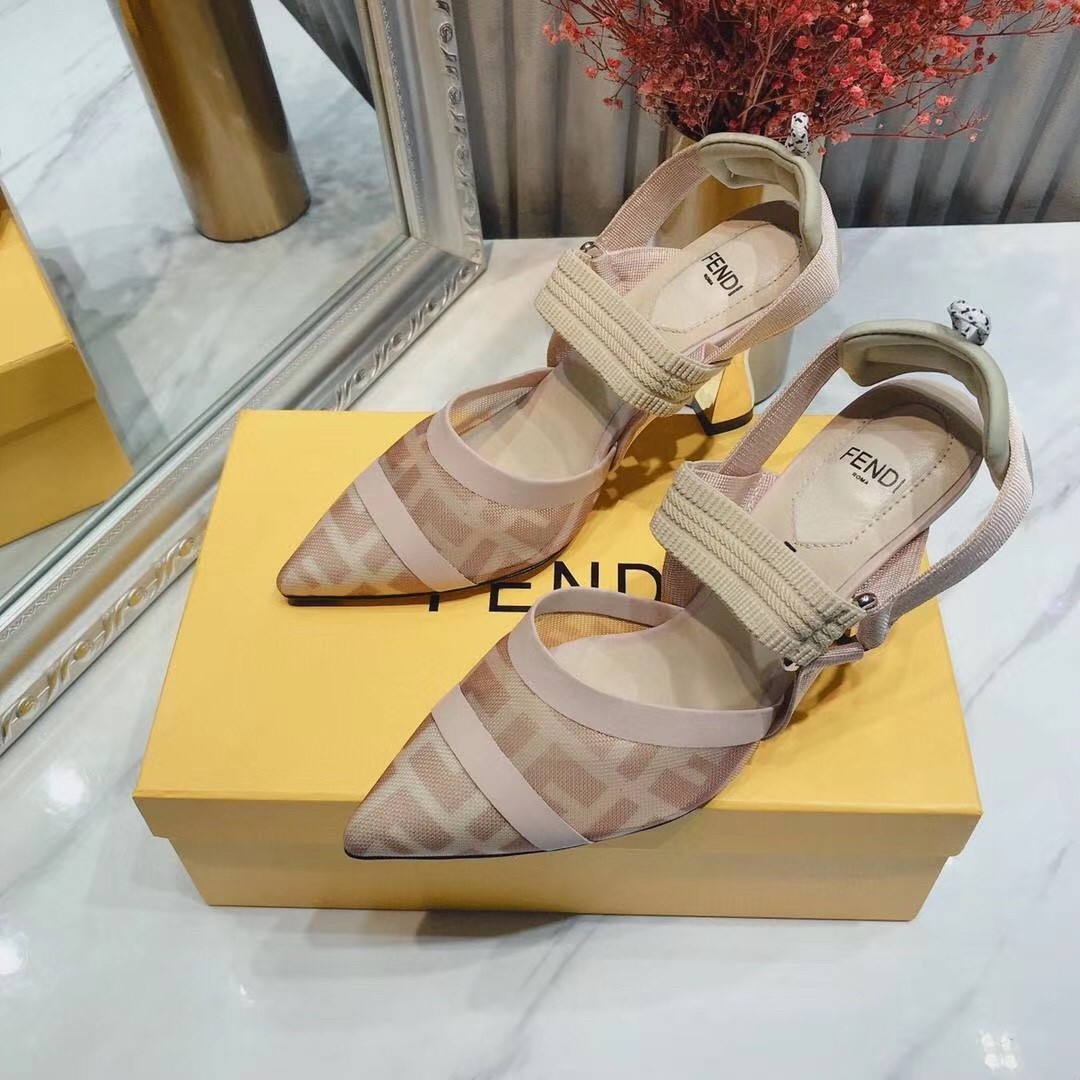 F**di pink mesh colibri slingbacks 55mm pumps