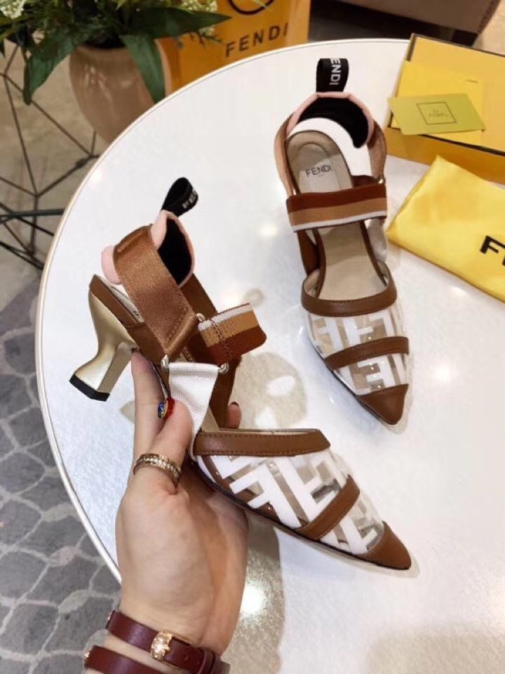 F**di white pu colibri slingbacks 55mm pumps