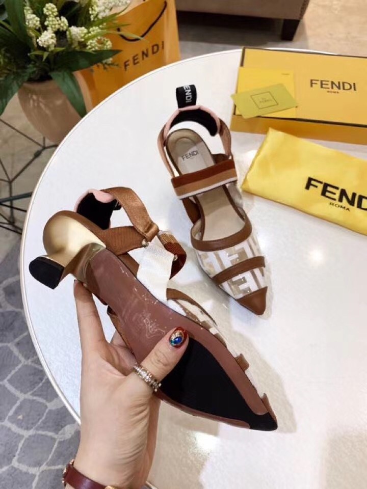 F**di white pu colibri slingbacks 55mm pumps