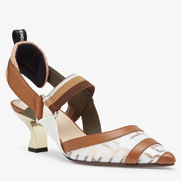 F**di white pu colibri slingbacks 55mm pumps
